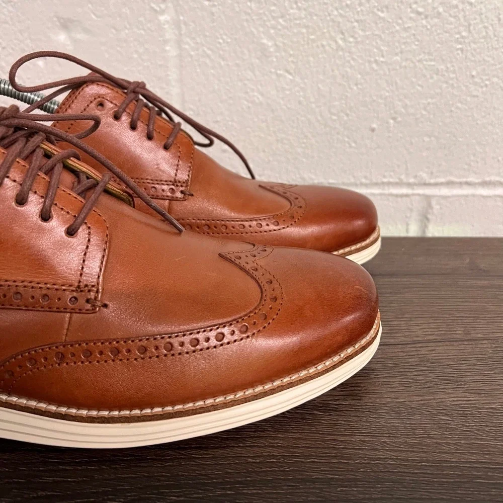 Cole Haan Grand.OS Mens 10M British Tan Leather Wingtip Oxford Shoes C26471
